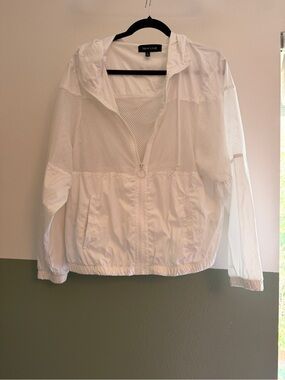New Look White Mesh-Panel Lightweight Bomber Jacket